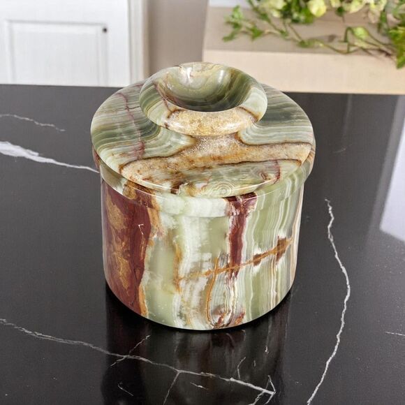 Onyx Green Butter Bell, handmade French Style Marble Butter Crock, Butter keeper - Picture 1 of 11